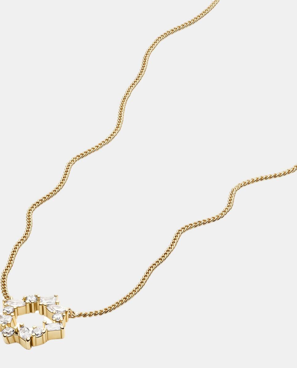 Colar Ellis dourado zircónias Branco-2
