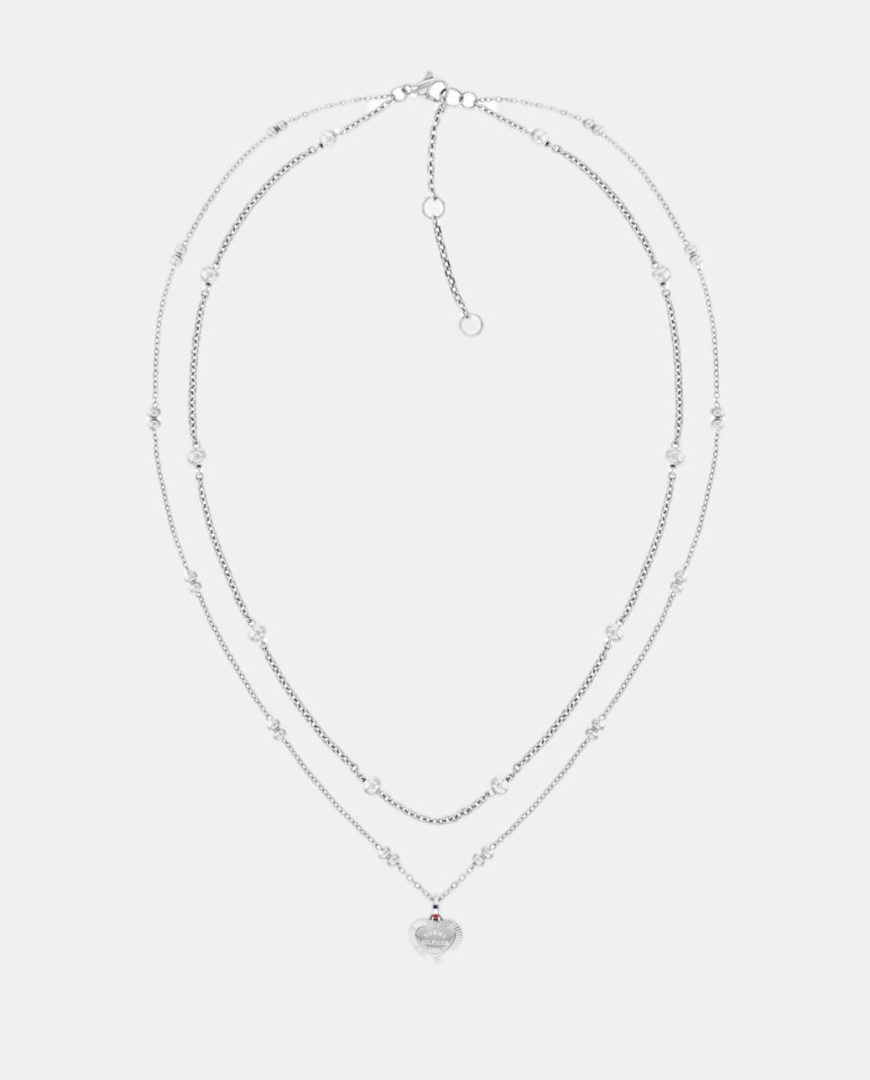 Colar em Camadas Conjunto em Aço Prateado-1