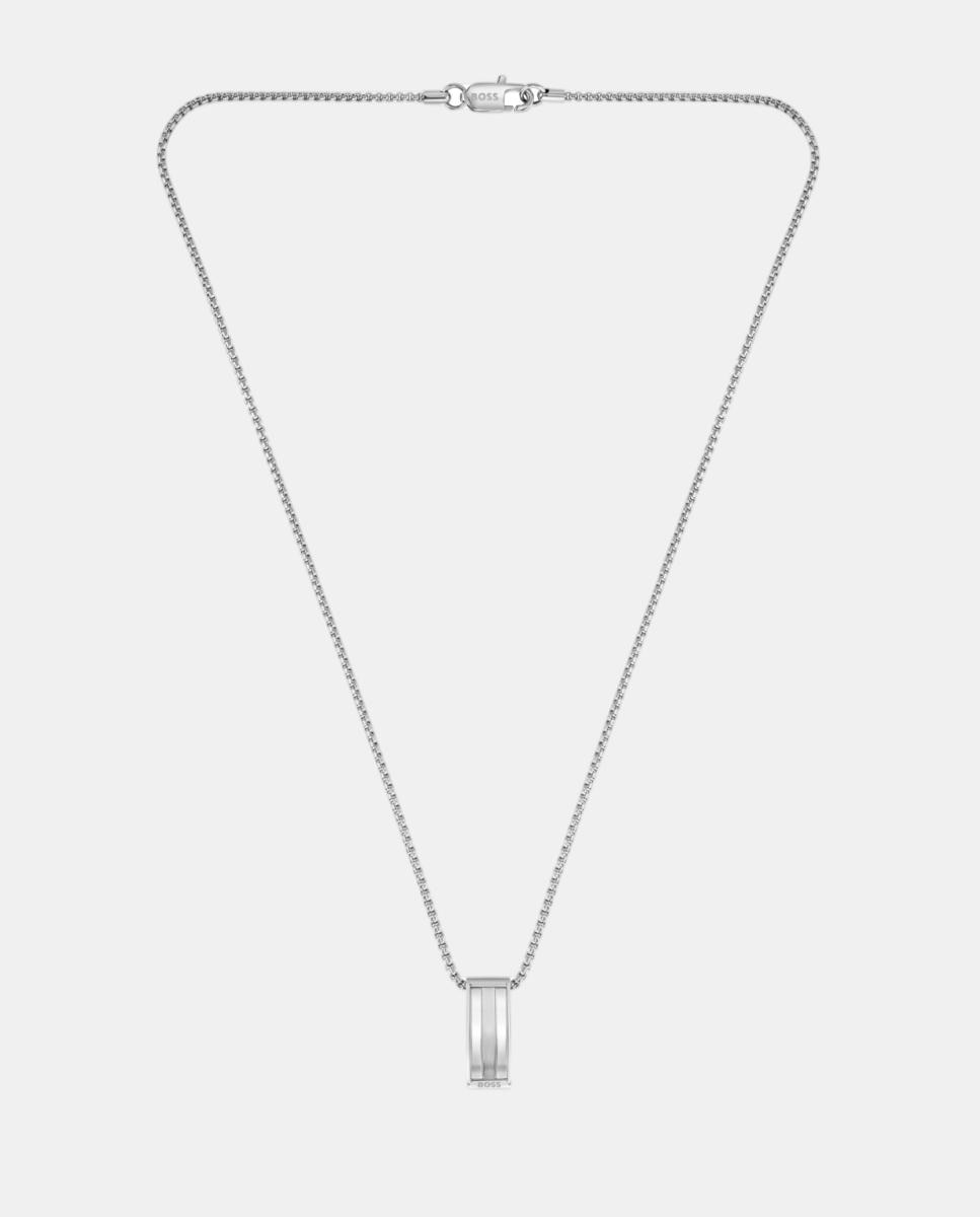 Imagen 0 de Collar de hombre Brooks de acero rayado Plateado