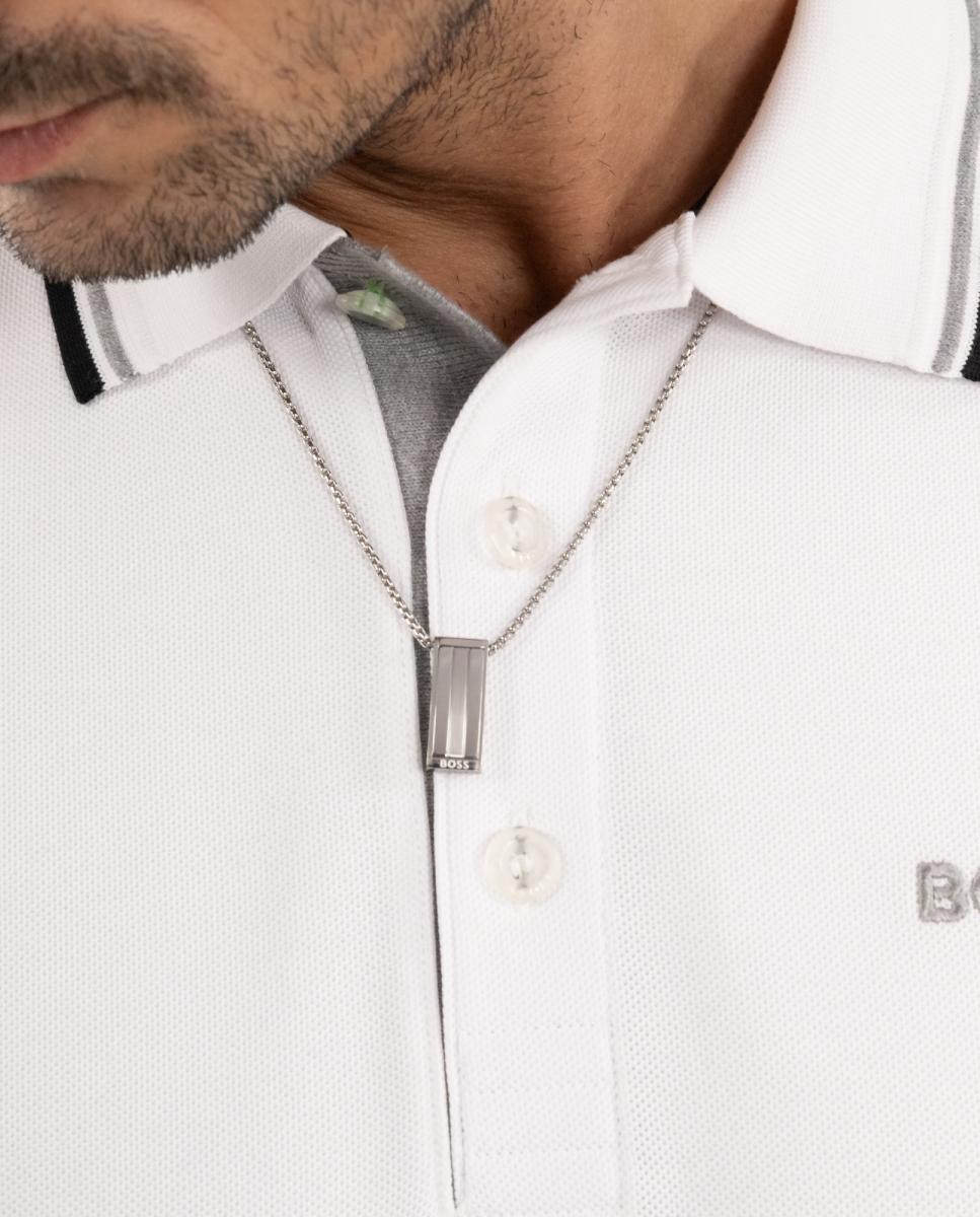 Collar de hombre Brooks de acero rayado - Boss - Plateado Plateado-3
