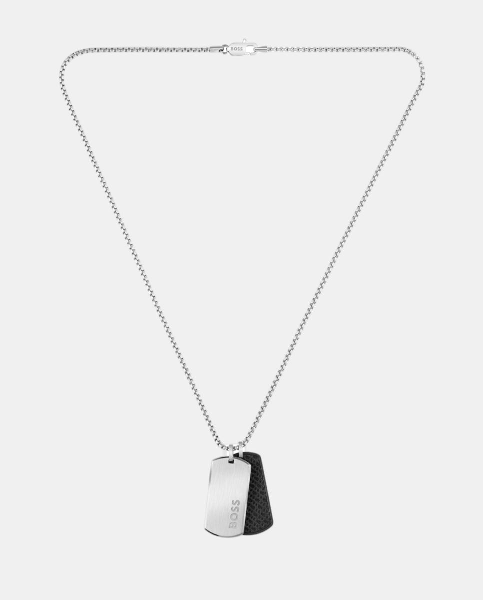 Imagen 0 de Collar de hombre Devon de acero y piel Plateado