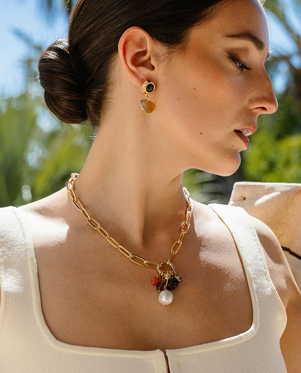 Collar Issoa tierra con cadena - ÉMOLO - Dorado Dorado-2