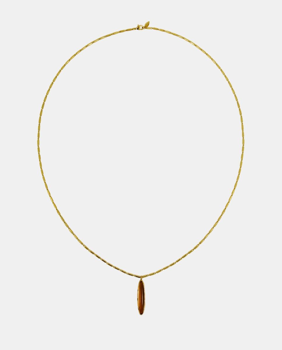 Collar dorado con resina ámbar - Moliane - Marrón Marrón-1