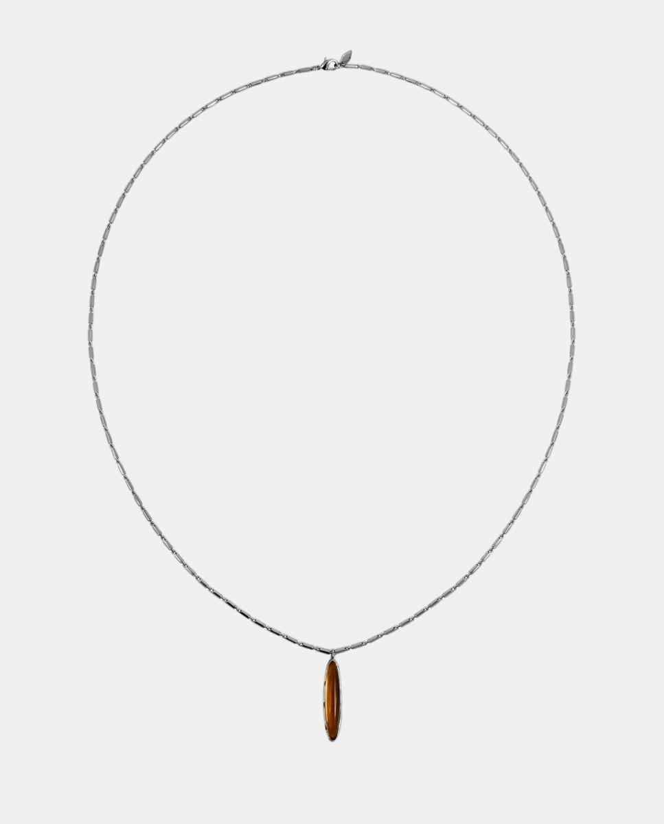 Collar plateado con resina ámbar - Moliane - Marrón Marrón-1