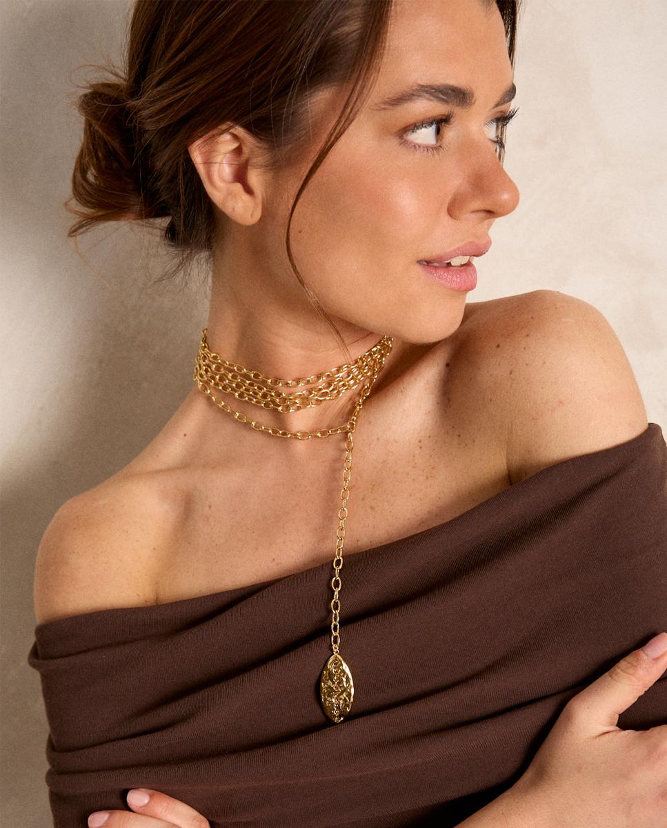 Collar Mesopotamia y cristal checo - Dosprimeras - Dorado Dorado-2
