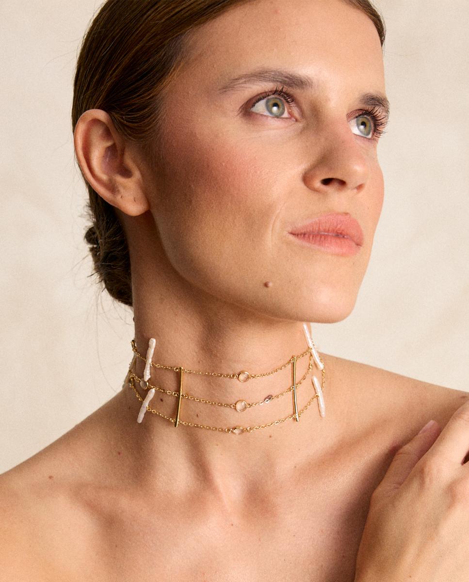 Collar Cosmos con cristal checo - Dosprimeras - Dorado Dorado-2