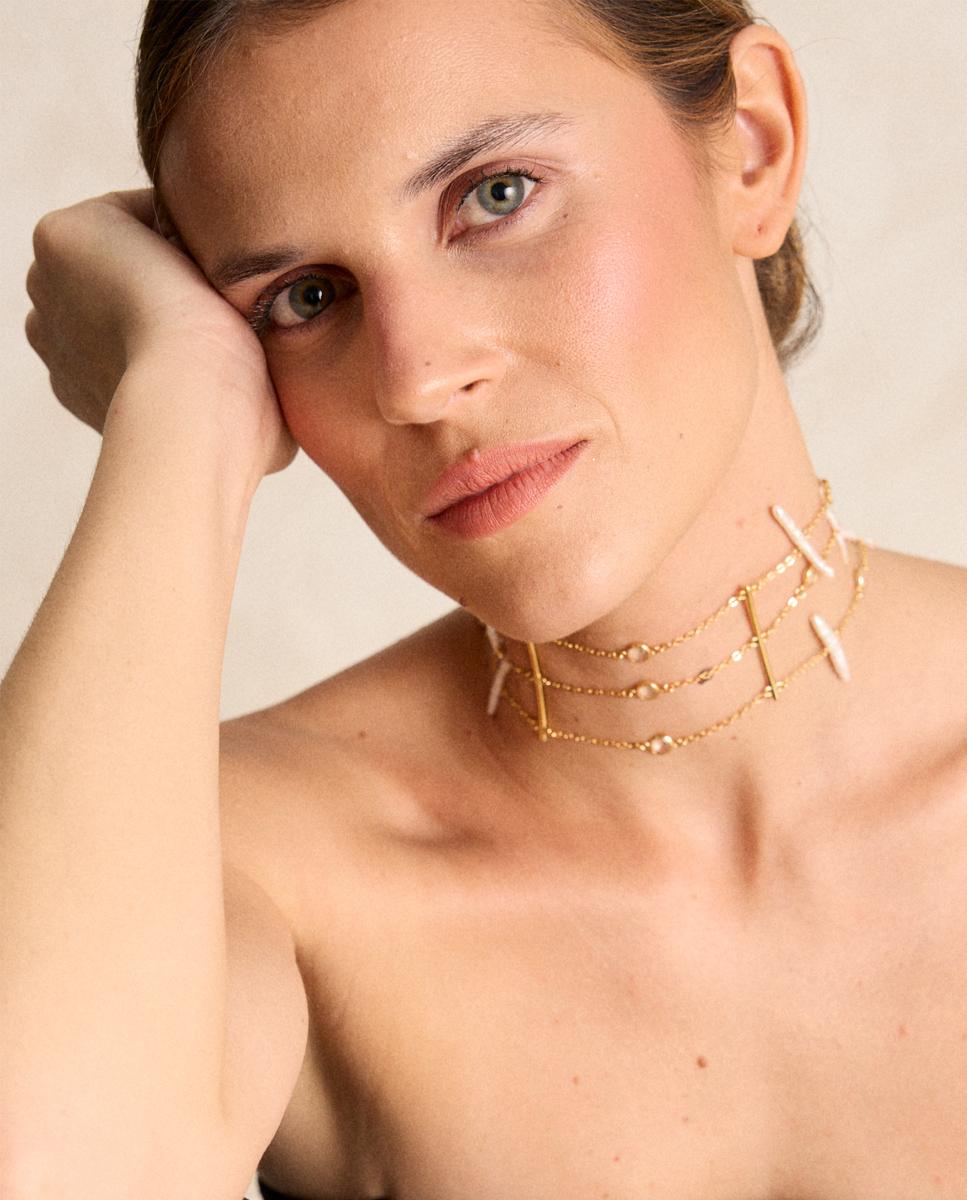 Collar Cosmos con cristal checo - Dosprimeras - Dorado Dorado-3