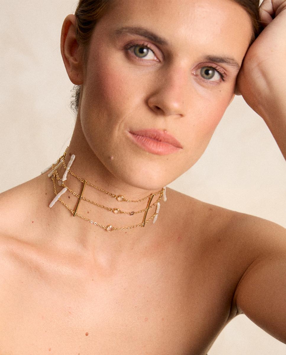 Collar Cosmos con cristal checo - Dosprimeras - Dorado Dorado-4