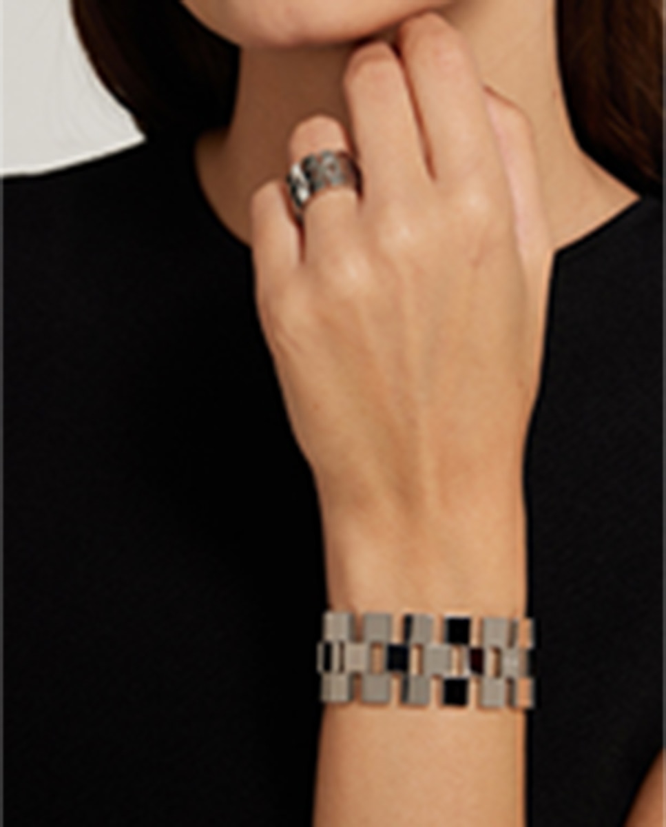 Brincos com Elos de Aço Prata-4