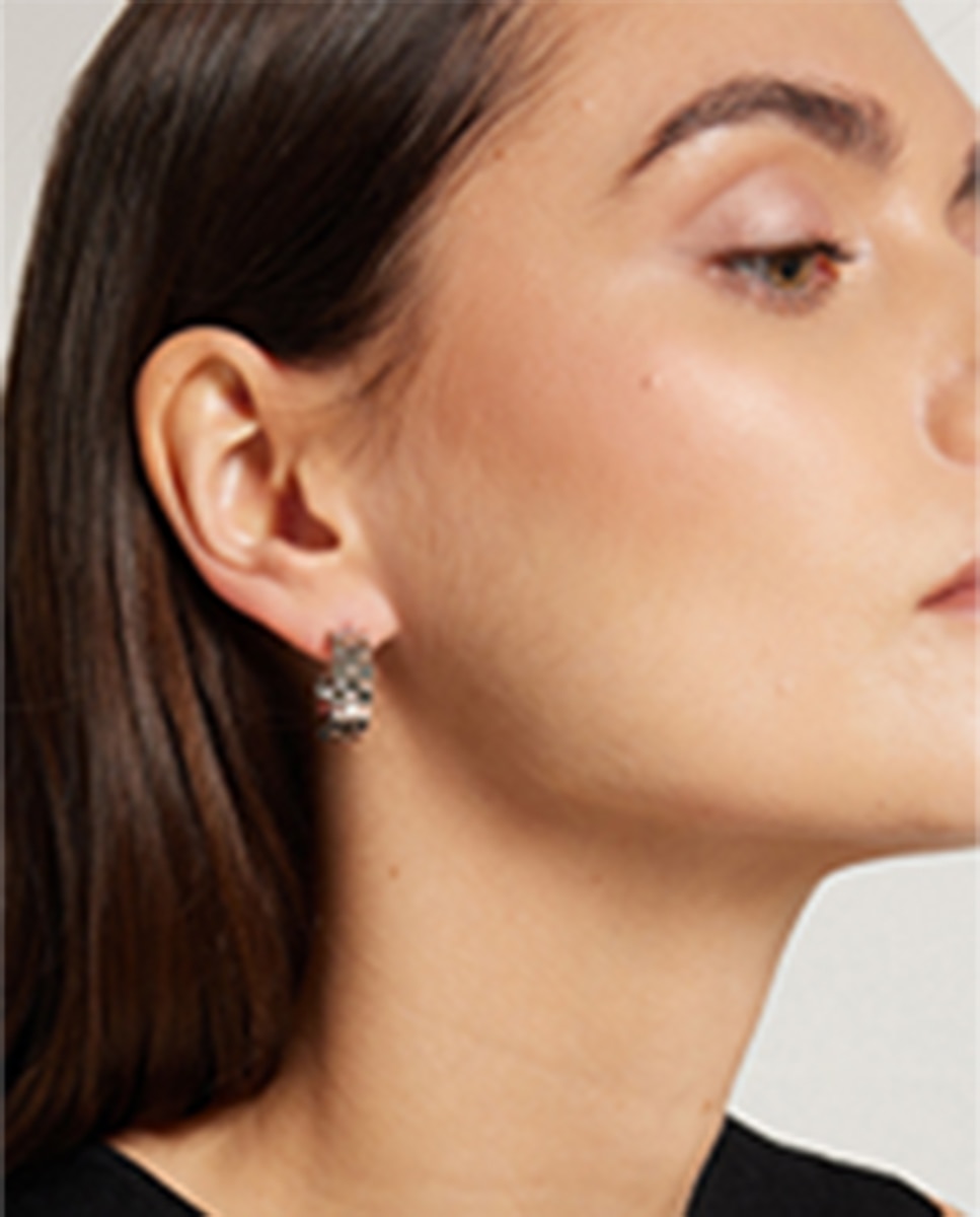 Brincos com Elos de Aço Prata-5