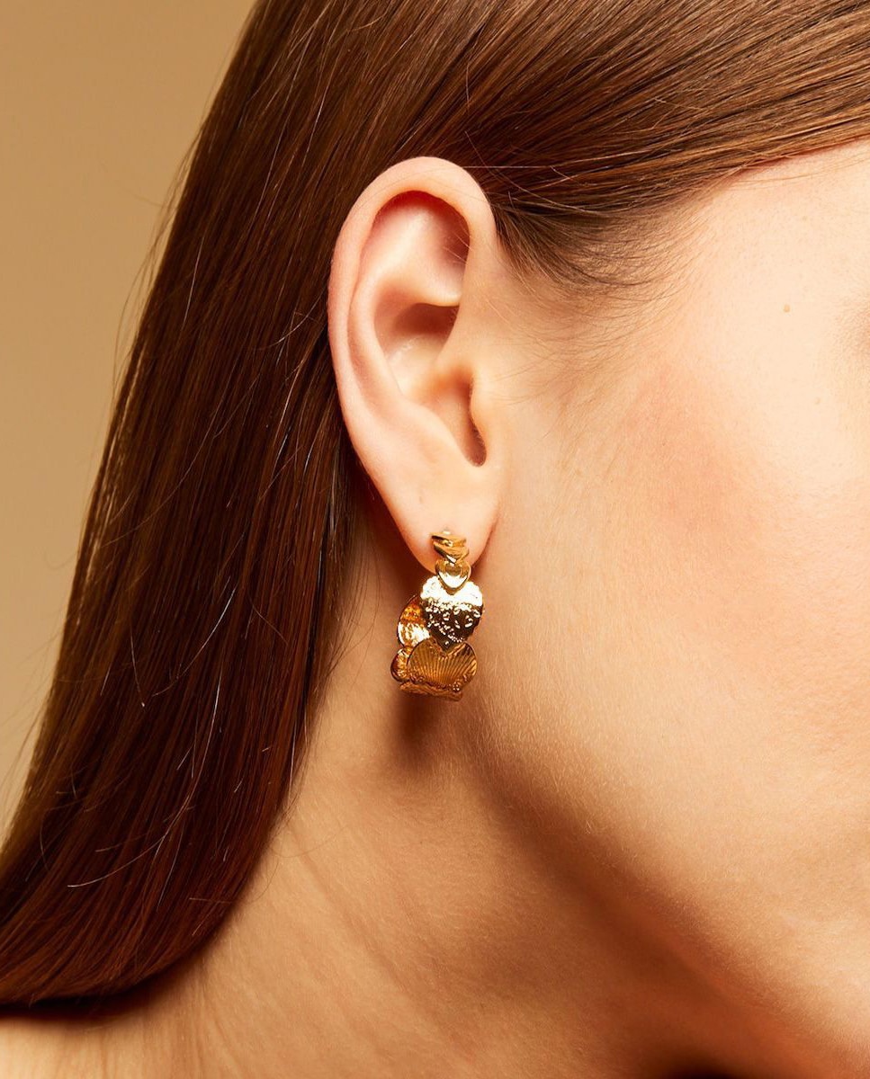 Pendientes de aro Cuore corazones dorados Oro GAS Bijoux Oro-4