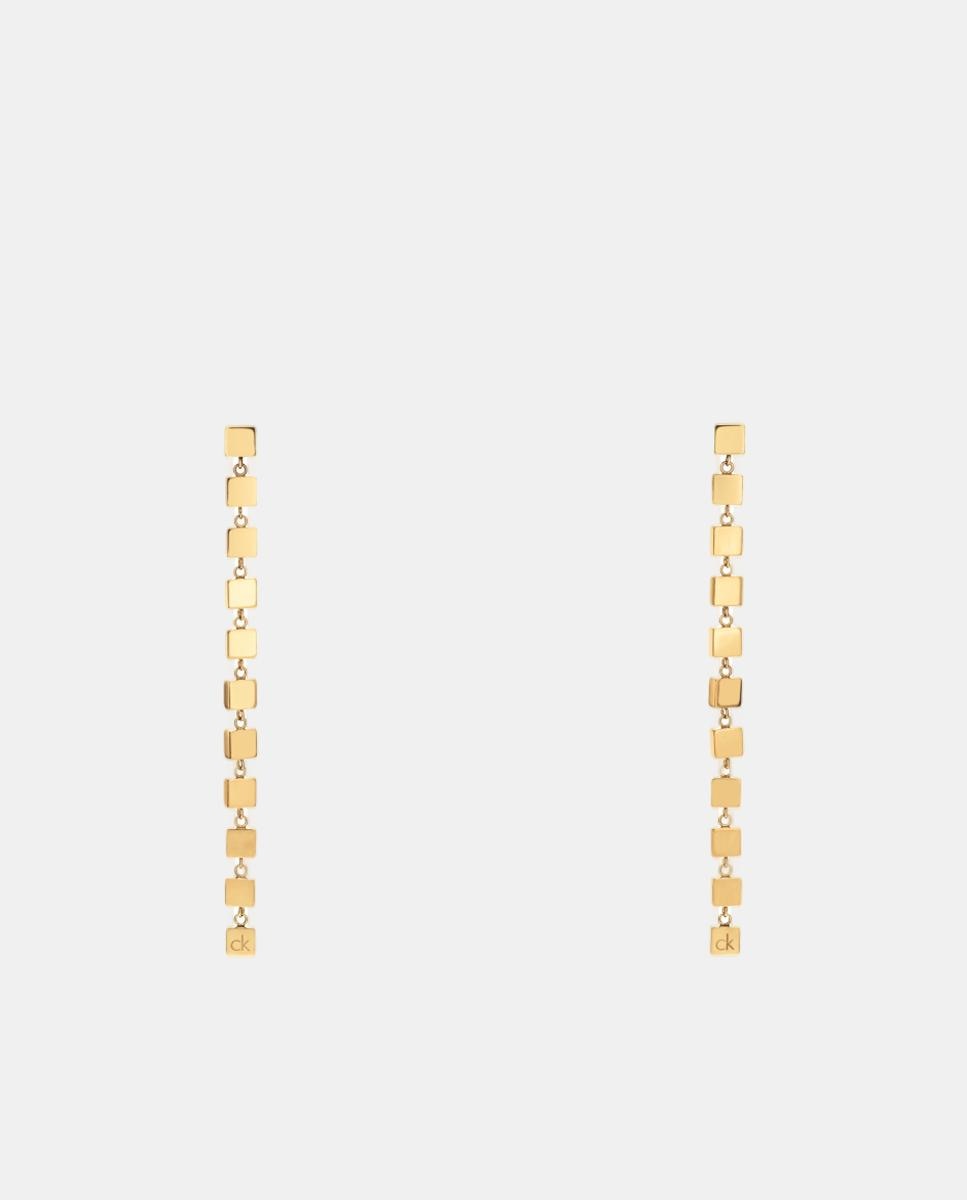 Calvin Klein - Pendientes Geometric de acero dorado.