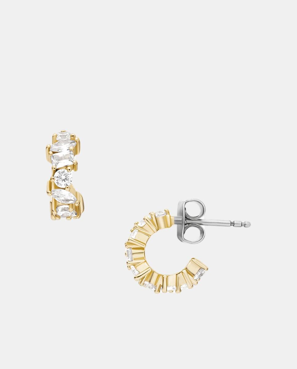 Brincos Ellis dourados com zircónias Branco-2