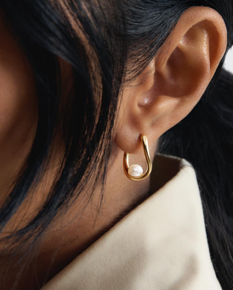 Pendientes de aro The Moment - PDPAOLA - Blanco Blanco-3