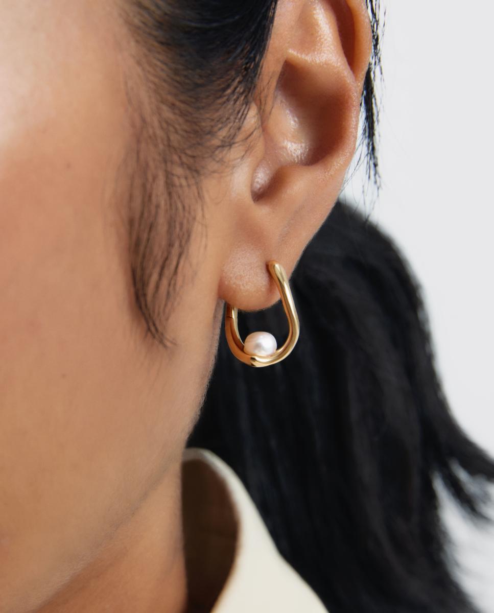 Pendientes de aro The Moment - PDPAOLA - Blanco Blanco-4