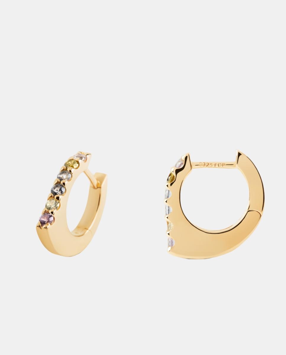 PDPAOLA - Pendientes de aro Essentials dorado con circonitas.