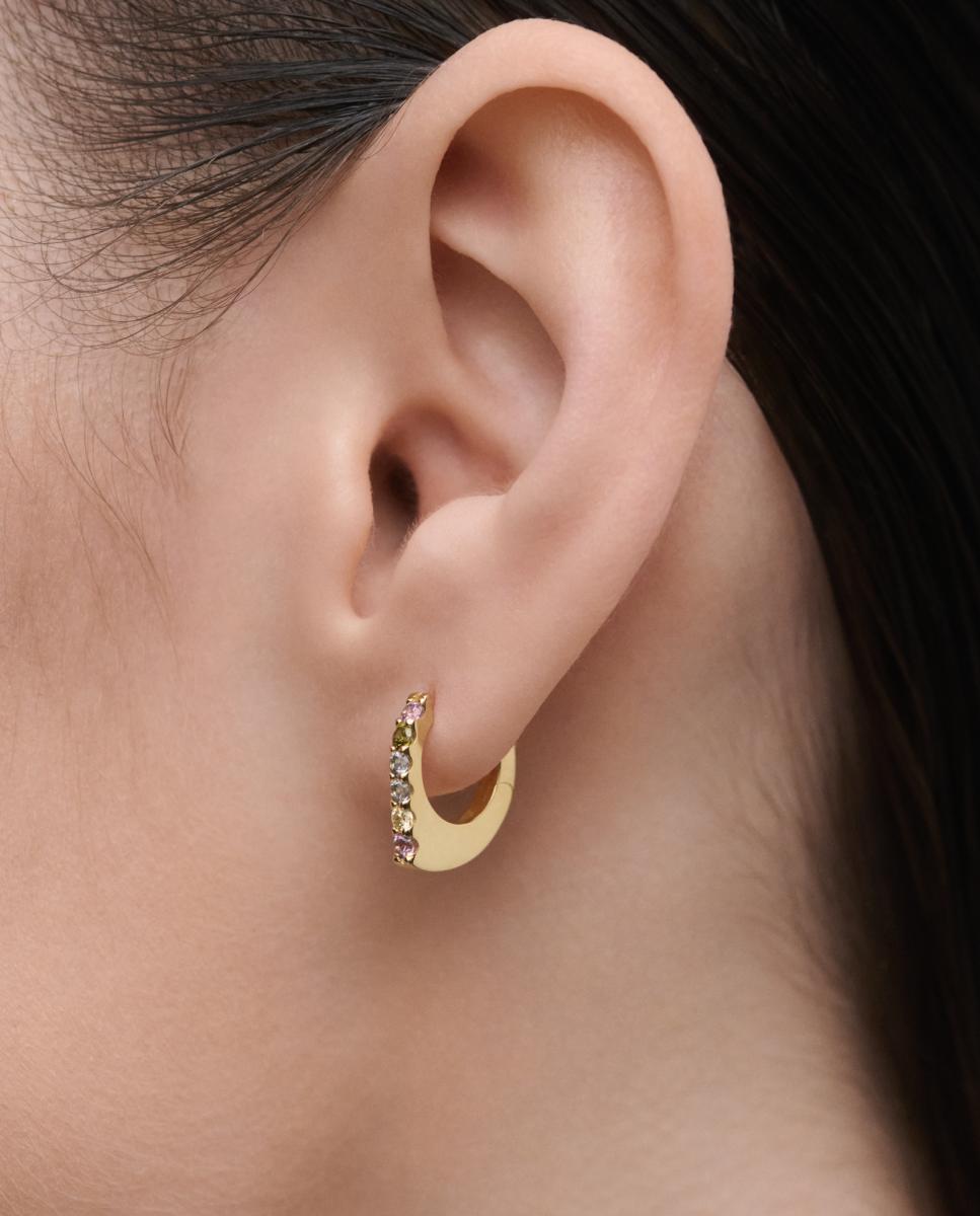 Pendientes de aro Essentials dorado con circonitas - PDPAOLA - Multicolor Multicolor-3