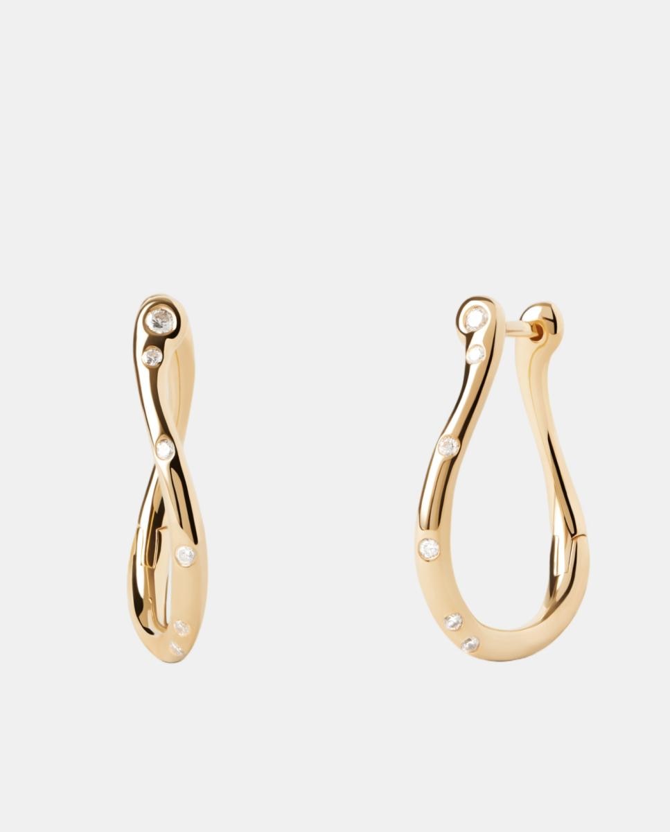 Pendientes Essentials dorados con circonitas - PDPAOLA - Blanco Blanco-1