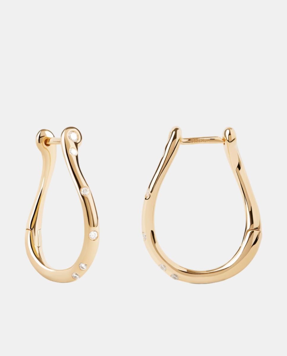 Pendientes Essentials dorados con circonitas - PDPAOLA - Blanco Blanco-2