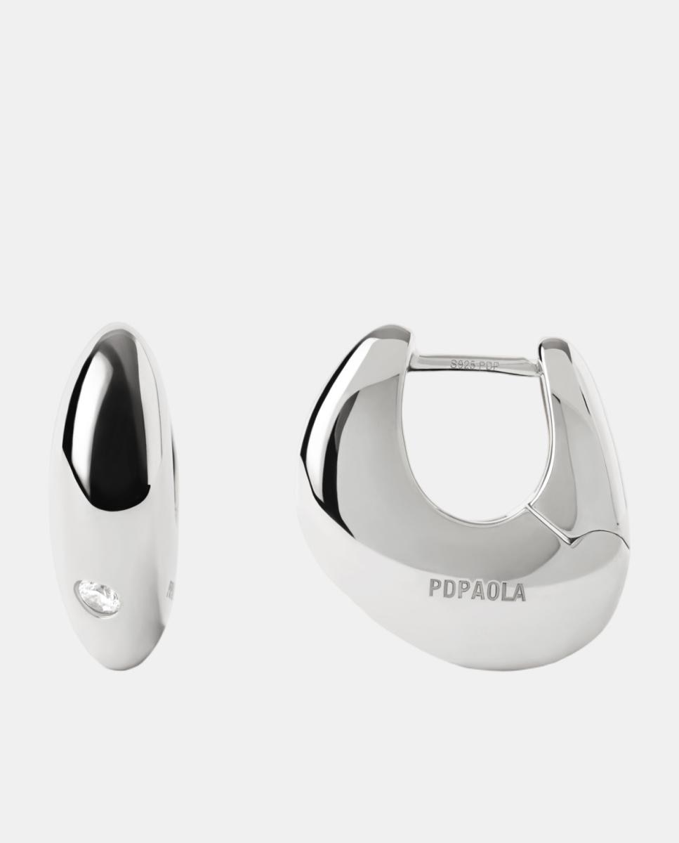 Pendientes de aro Essentials con circonita - PDPAOLA - Blanco Blanco-2