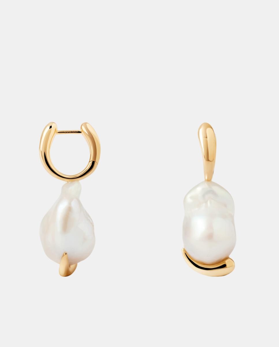 PDPAOLA - Pendientes de aro The Moment con perla barroca.