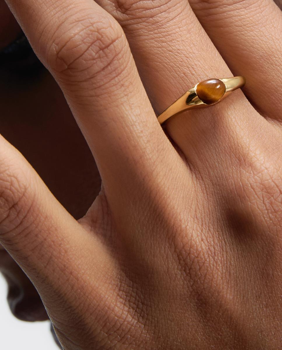 Anillo The Moment con ojo de tigre - PDPAOLA - Marrón Marrón-3
