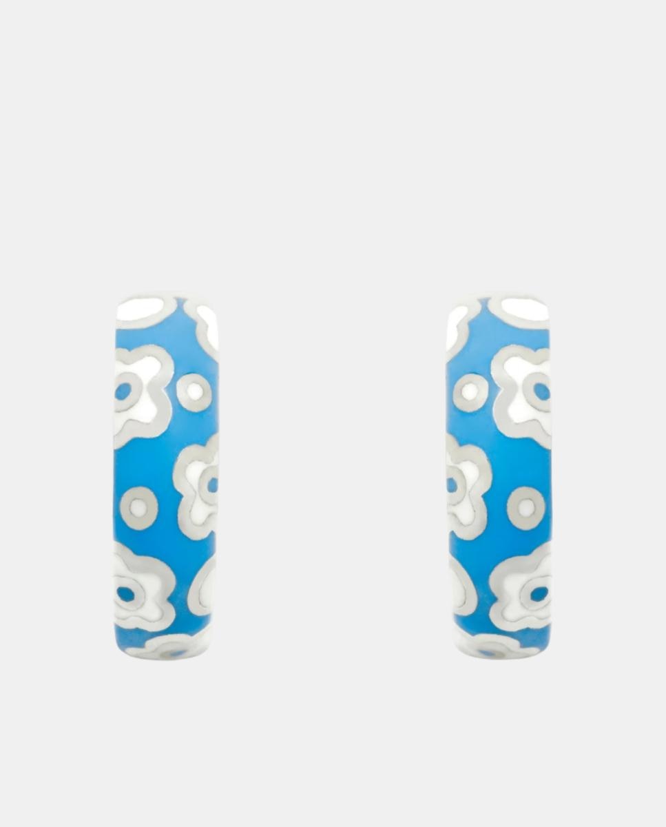 Imagen 1 de Pendientes de aro Nathy azul blanco Blanco