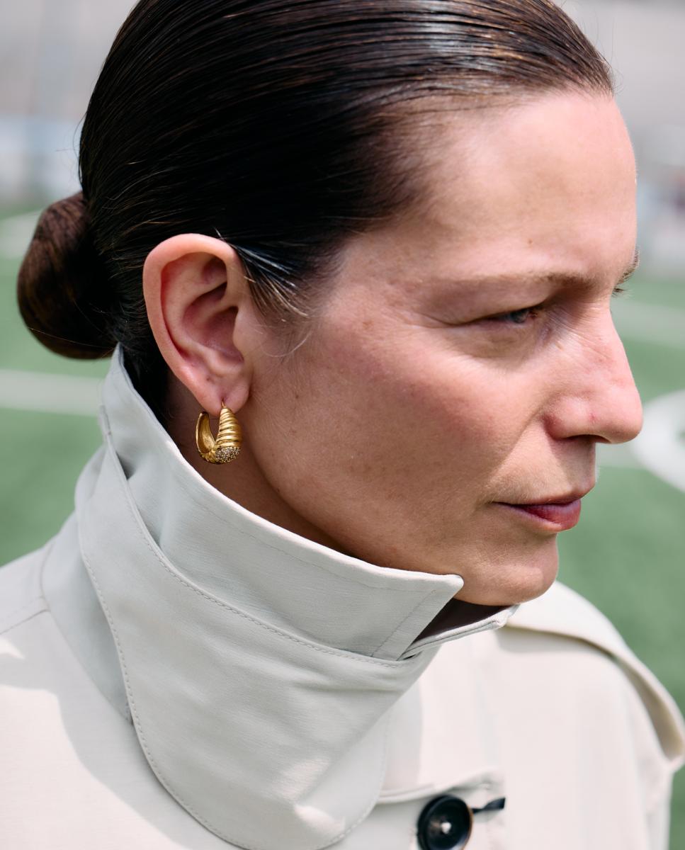 Pendientes de aro dorados con circonita - Moliane - Blanco Blanco-3
