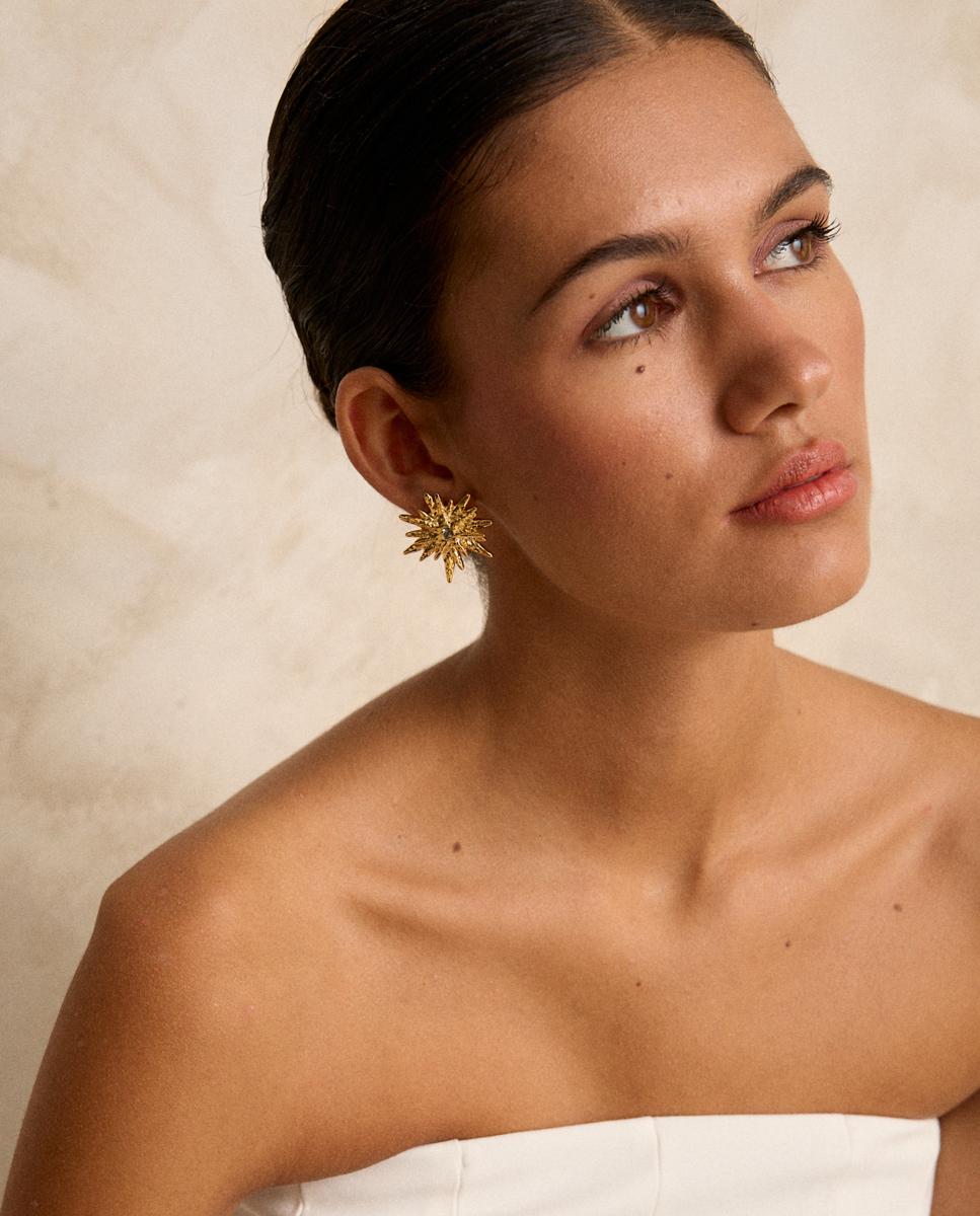 Imagen 2 de Pendientes Cosmos dorado con cristal checo - Dosprimeras - Dorado Dorado