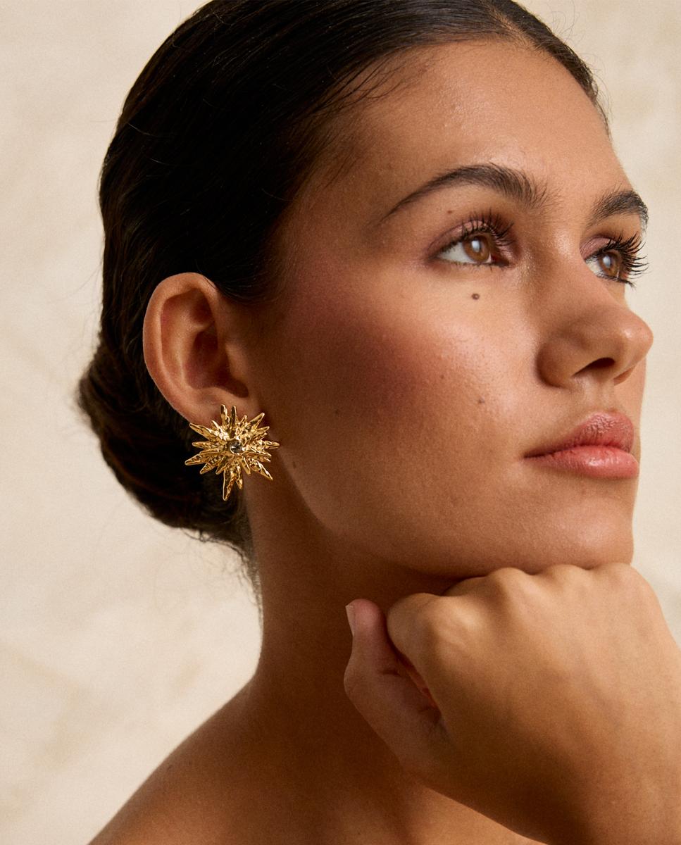 Imagen 3 de Pendientes Cosmos dorado con cristal checo - Dosprimeras - Dorado Dorado