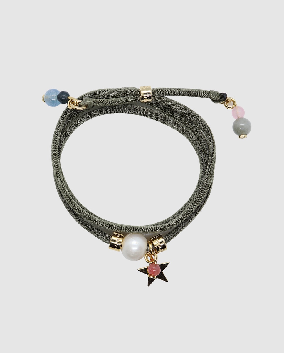 ÉMOLO - Pulsera Émolo Miz de seda con perla.