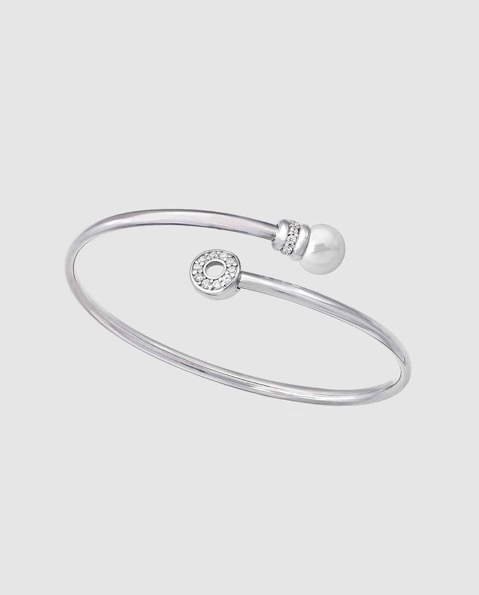 Pulseira Alina de Prata com Pérola e Zircónias Branco-1