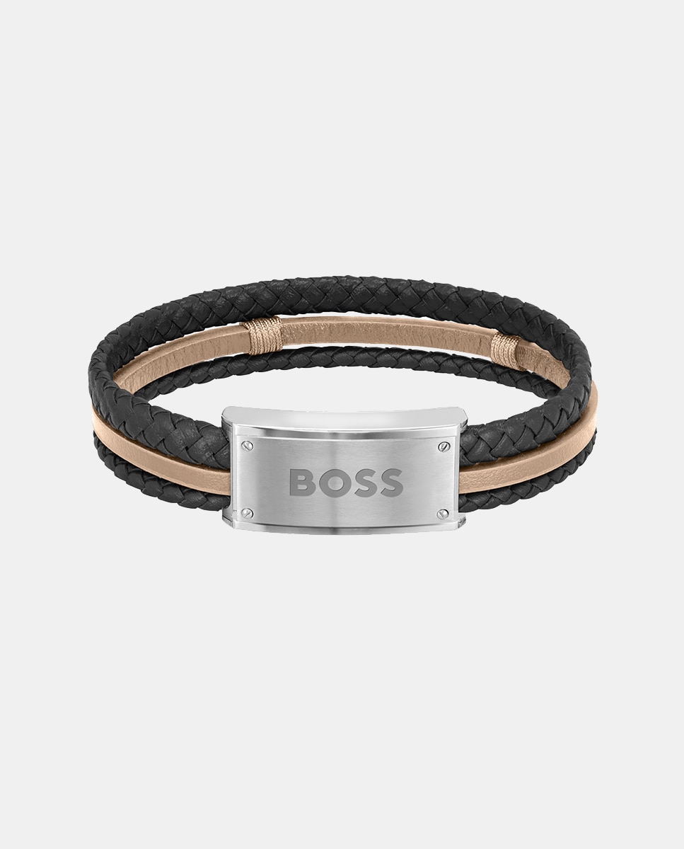 Boss - Pulsera Galen de cuero bicolor.