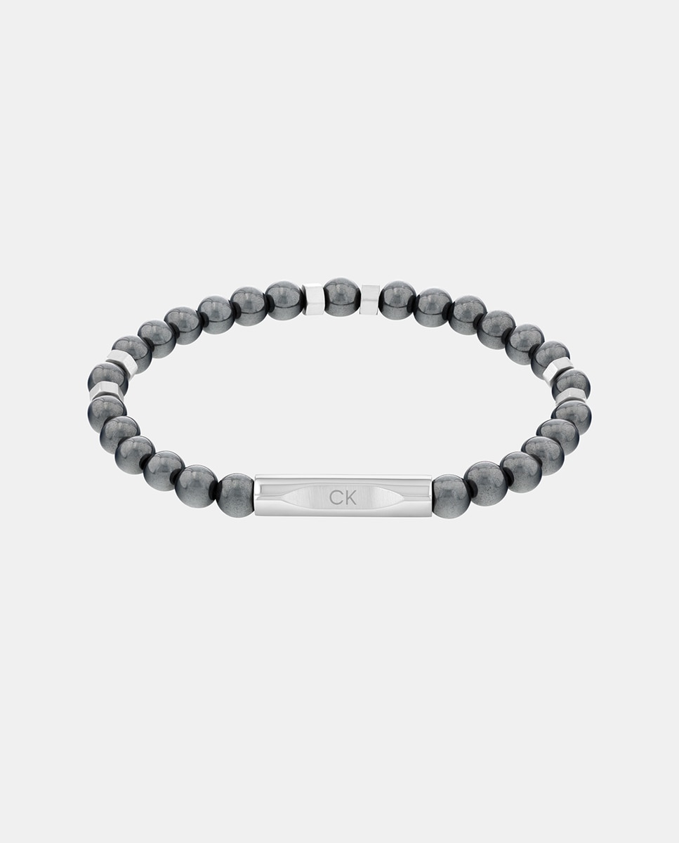 Calvin Klein - Pulsera de hombre Mixed Beads de acero y hematita.