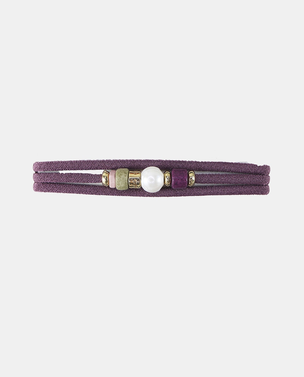 Collar Due Inie con perla de río y cerámica Morado ÉMOLO Morado-1