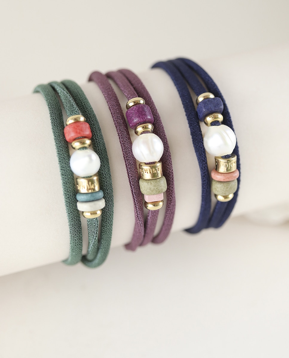 Collar Due Inie con perla de río y cerámica Morado ÉMOLO Morado-5