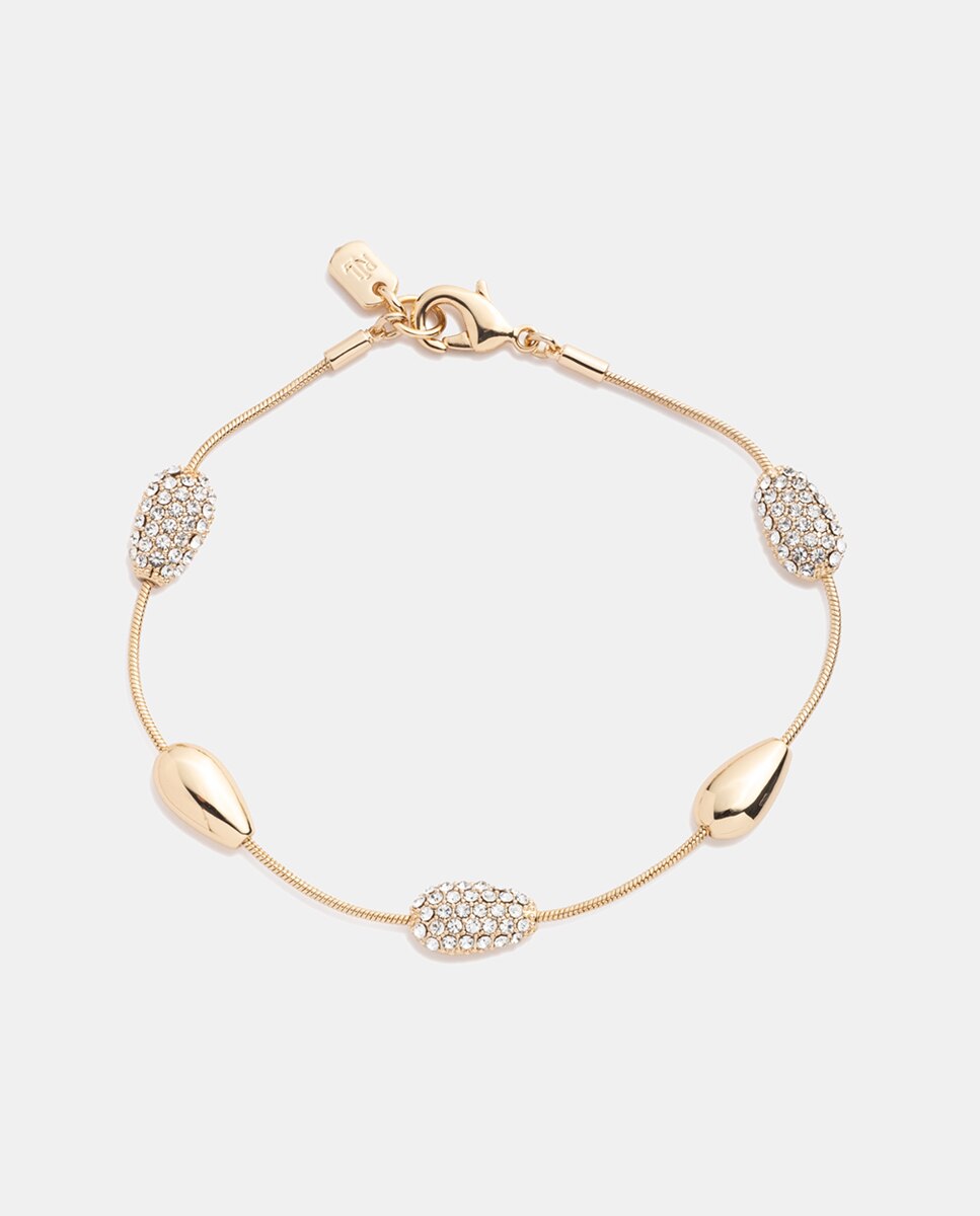 Imagen 0 de Pulsera Leora de latón y vidrio Blanco