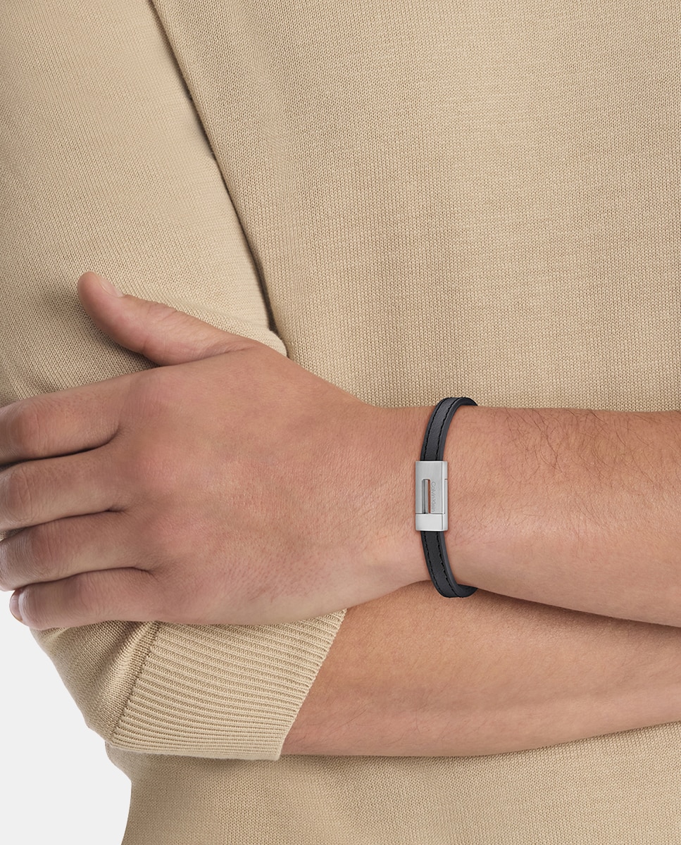 Pulsera de hombre Exposed de piel y acero - Calvin Klein - Negro Negro-3