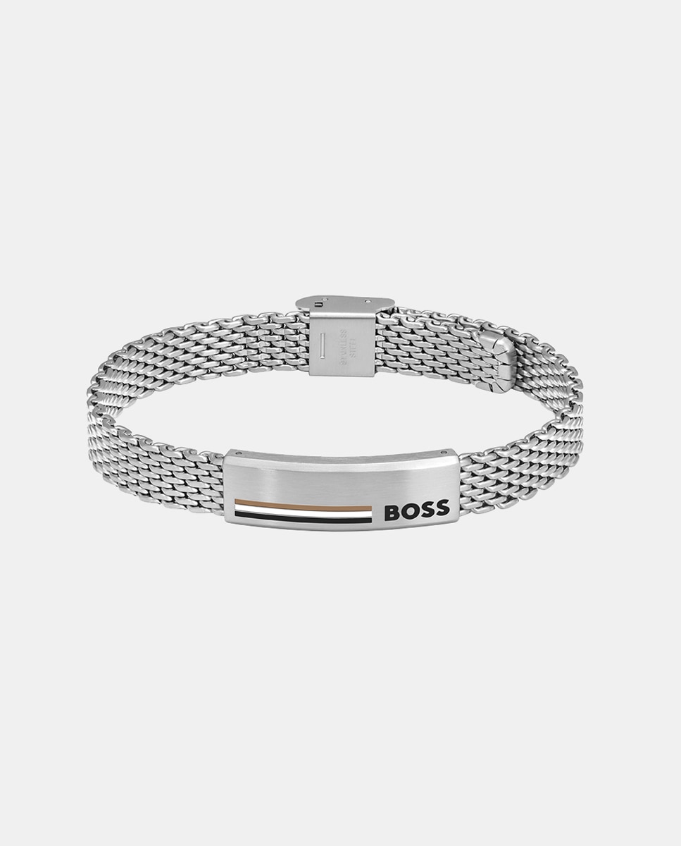 Pulseira Alen em Aço com Placa Prata-1