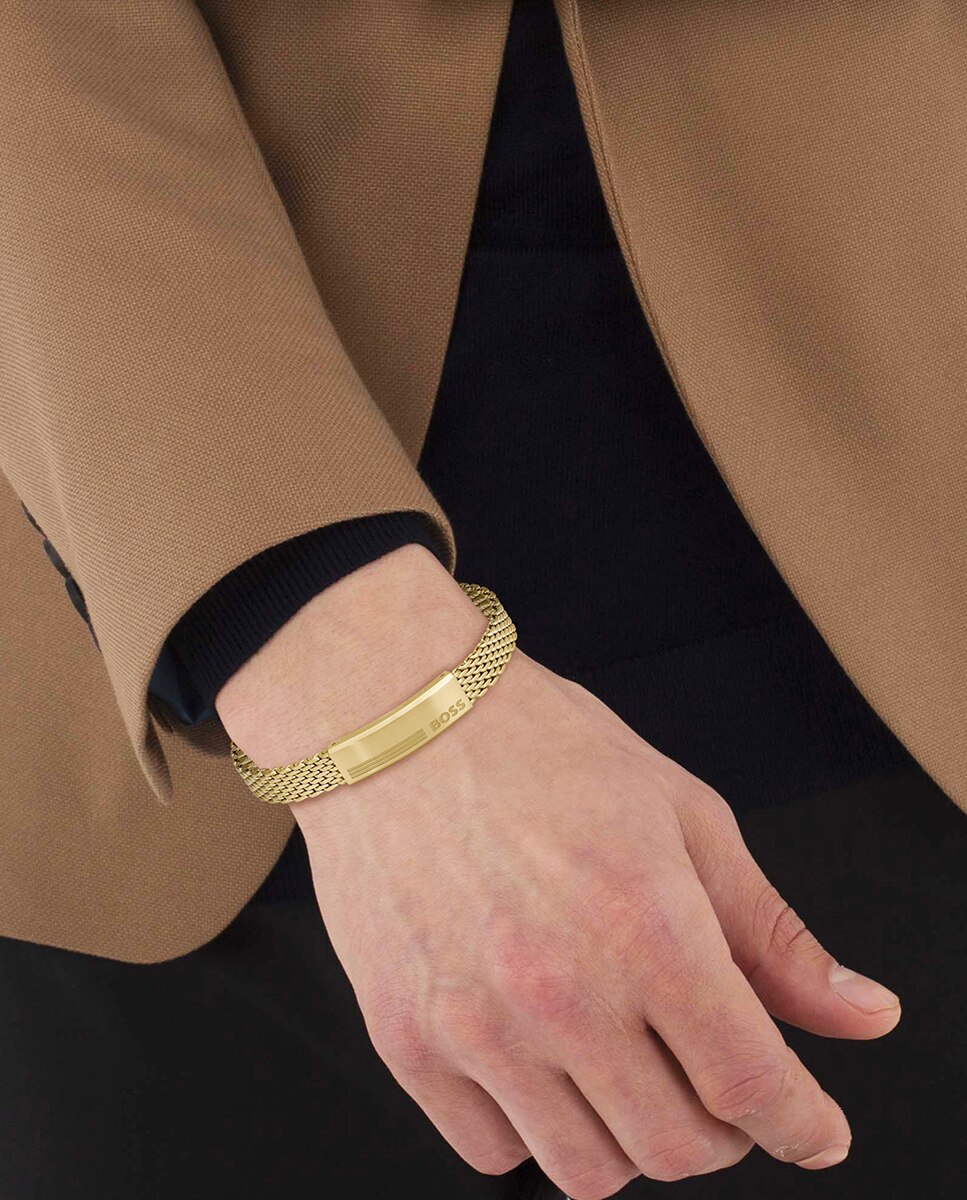 Pulseira Alen em Aço com Placa - Dourado Ouro-2
