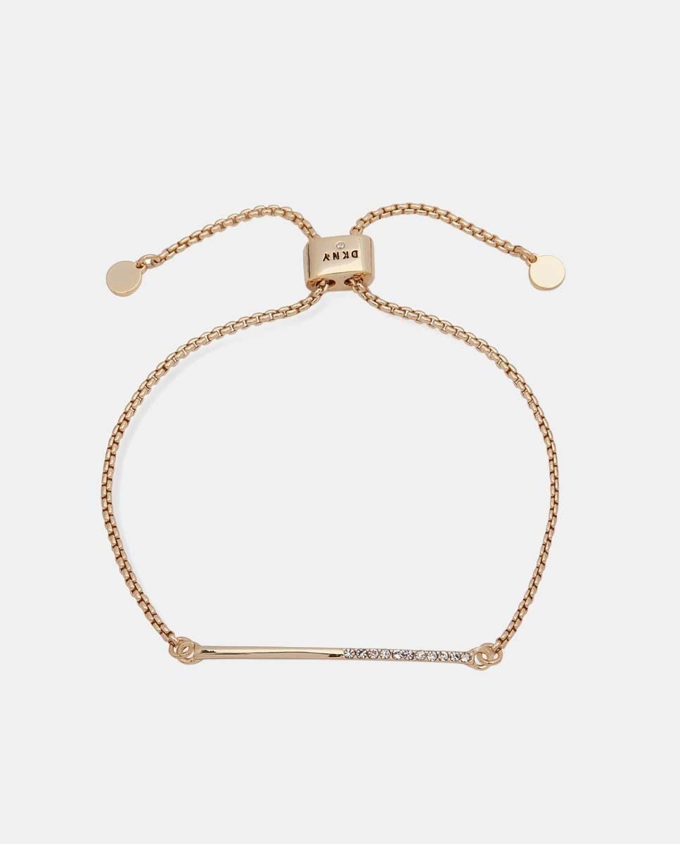 DKNY - Pulsera Core dorada con cristal.