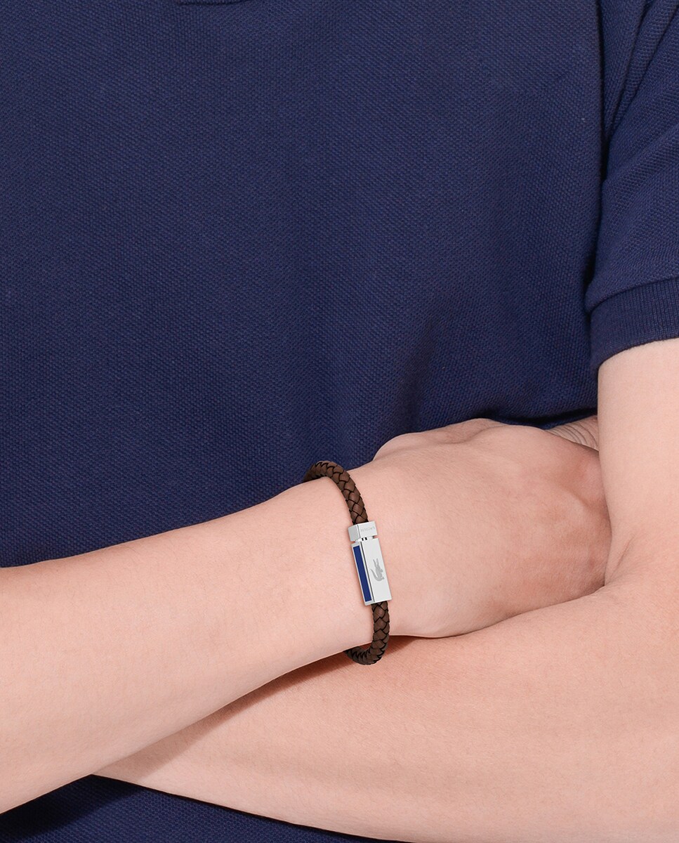 Pulsera de hombre Backhand de piel marrón · Lacoste · El Corte Inglés