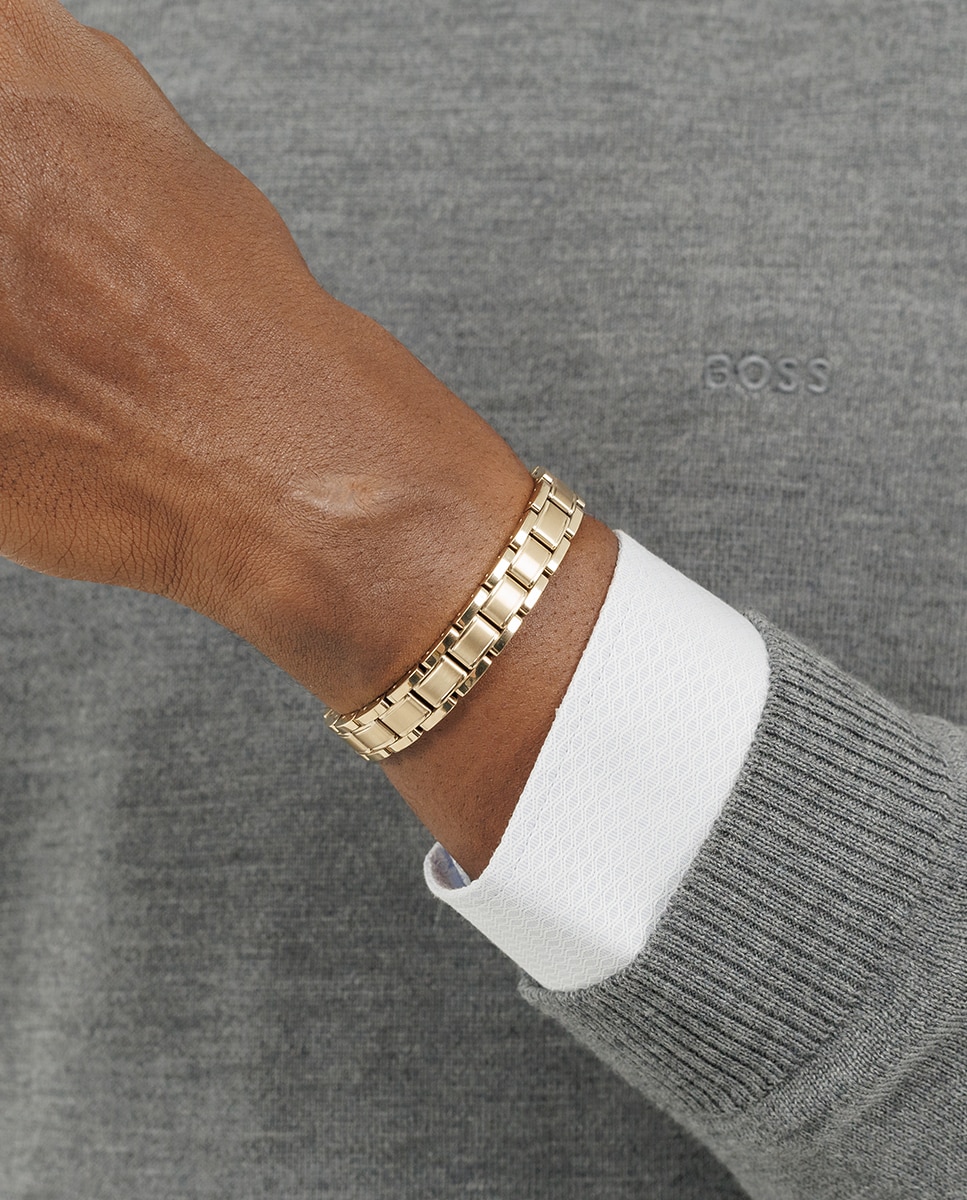 Pulseira Mtal Links Essential de Aço - Dourado Ouro-3