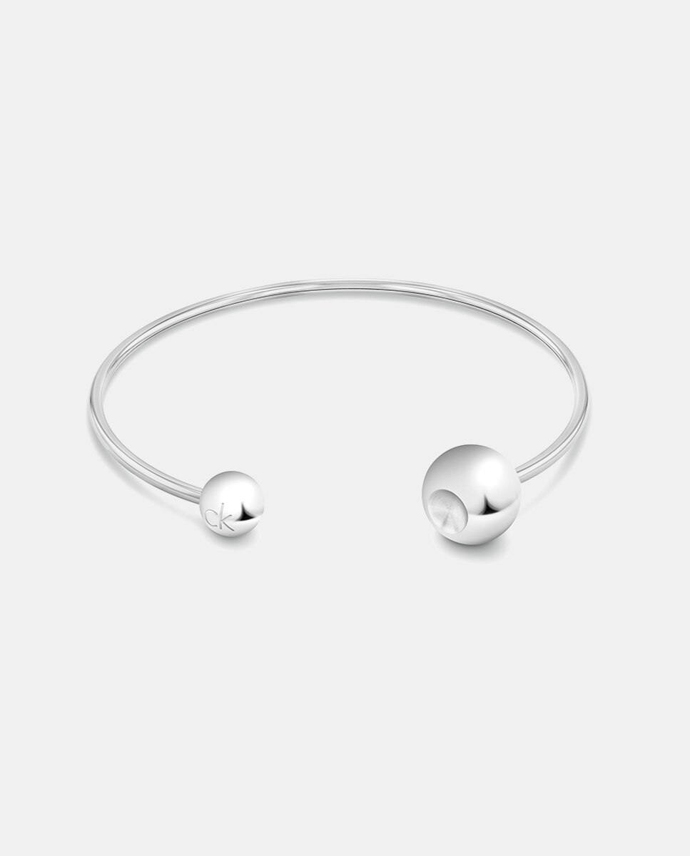 Imagen 0 de Pulsera Scupltural Bubbles de acero y circonita Blanco