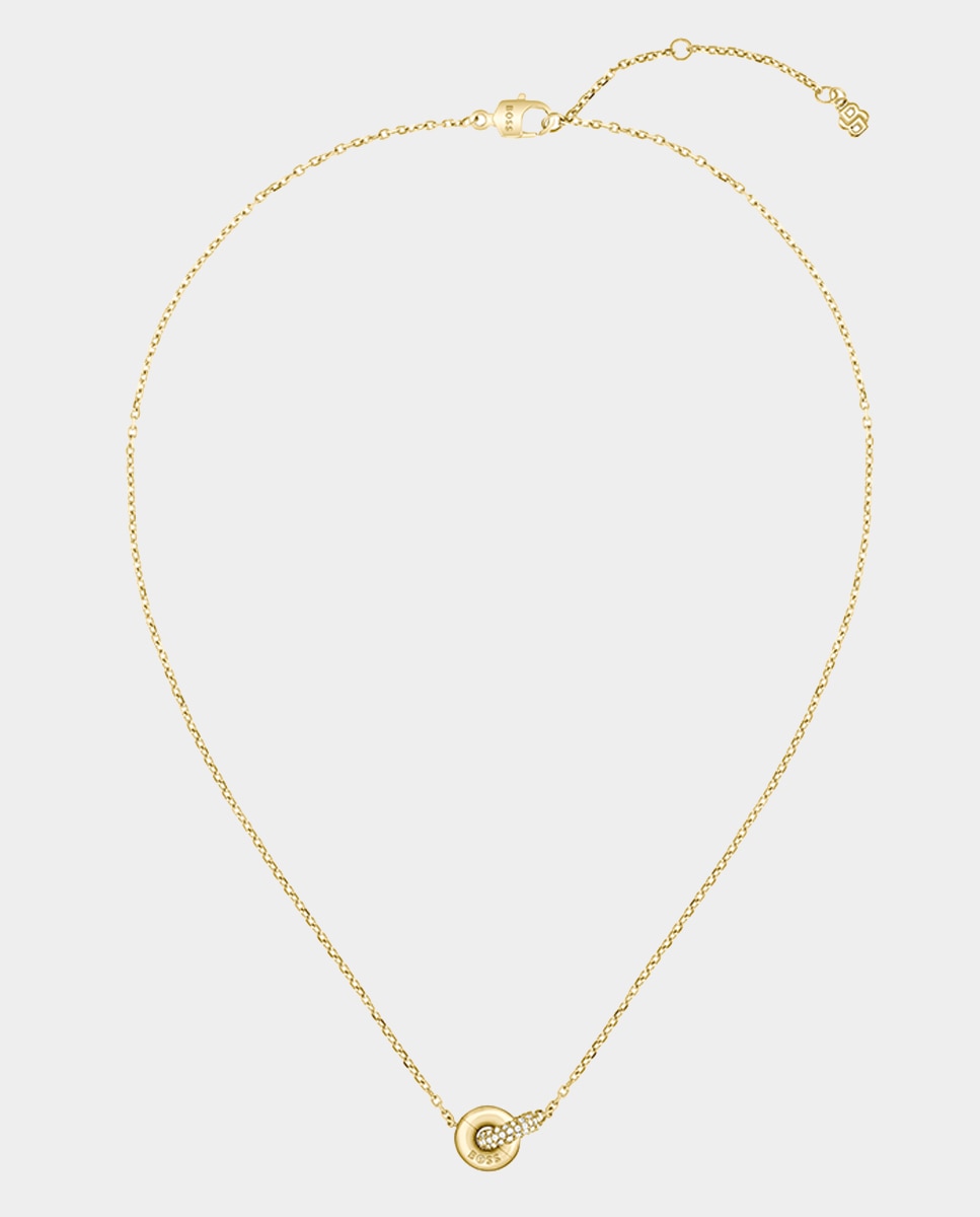 Boss - Collar Live Precious de acero dorado y cristales.
