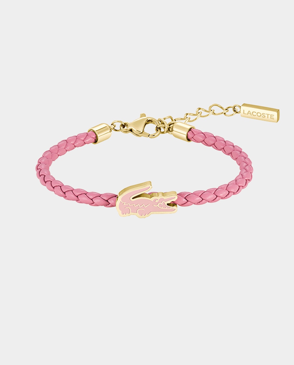 Lacoste - Pulsera Cutie Croc de niño de acero rosa.