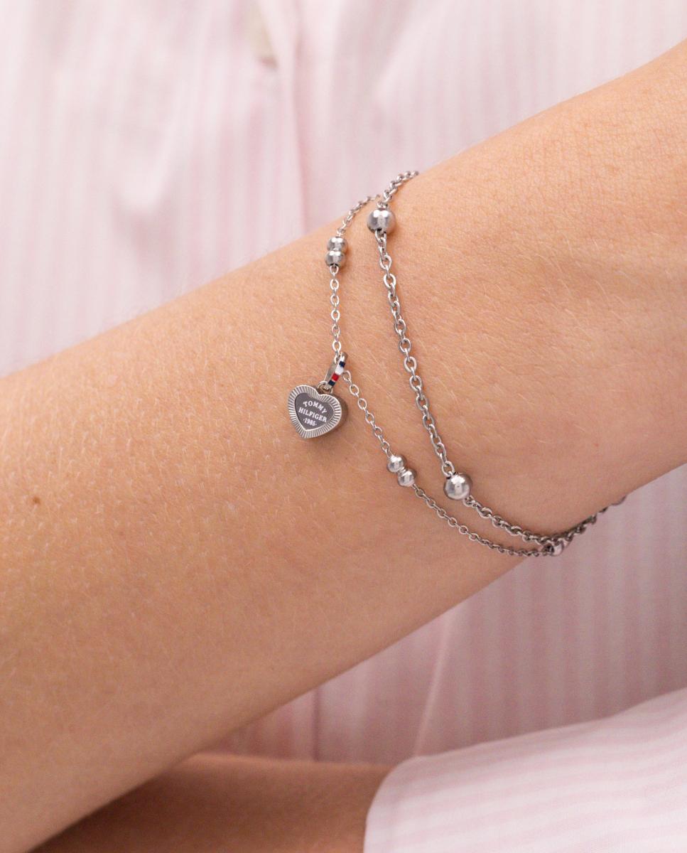 Pulseiras em Camadas Conjunto em Aço Prateado-2