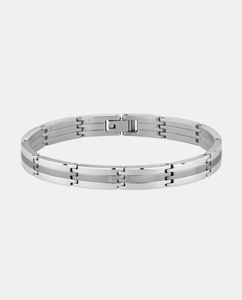 Pulseira Brooks de Aço Riscado Prateado-4