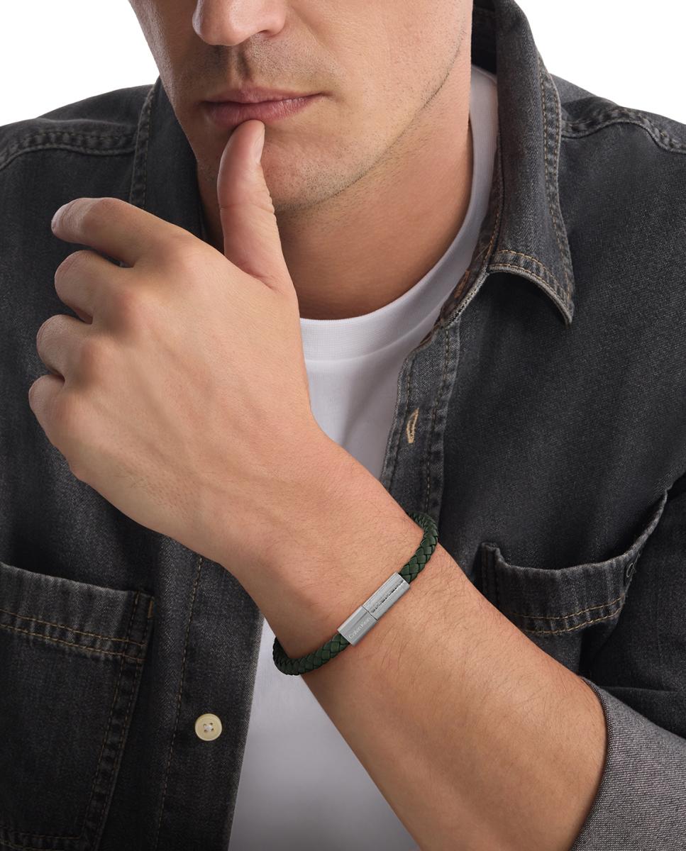 Pulsera de hombre Industrial Facets de piel verde - Calvin Klein - Verdes Verdes-3