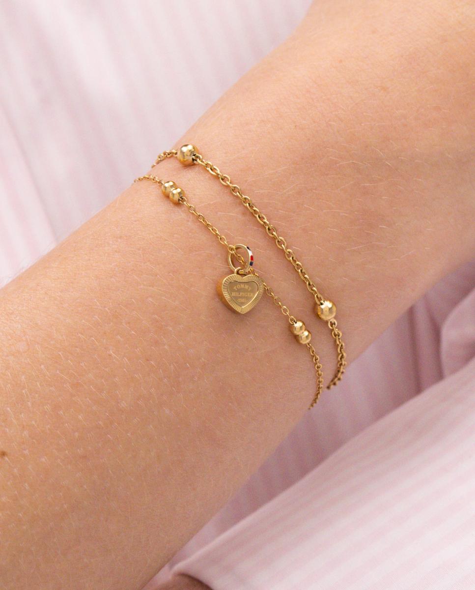 Pulseiras em Camadas Conjunto em Aço Dourado-3